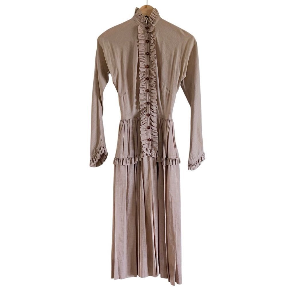 Claire McCardell by Townley 1940’s Ruffle Pleated Button Front Dress